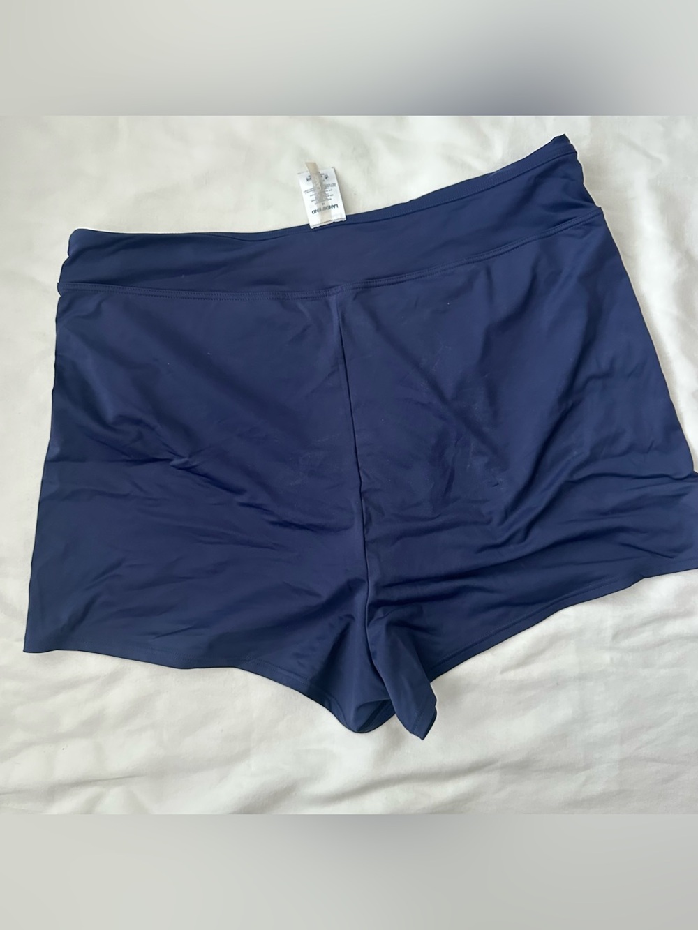 Lands' End Navy Blue High Waisted Swim Shorts Size 16